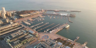 航拍青岛海岸线奥林匹克帆船中心港口码头