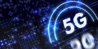 5G网络无线系统和互联网概念符号。霓虹灯故障动画