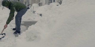 在路上铲雪的人