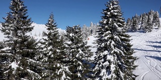 滑雪胜地的雪景