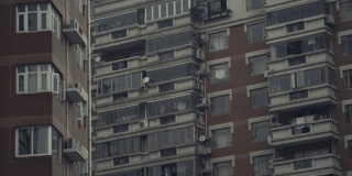 公寓建筑外立面纹理在中国上海视差运动