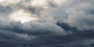 美丽的黑暗戏剧性的天空与暴风骤雨或雪前时间流逝，冬季季节