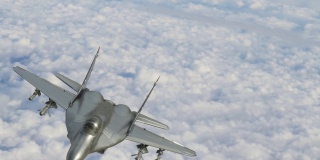武装军事战斗机在飞行-孤立在白色- 3d渲染