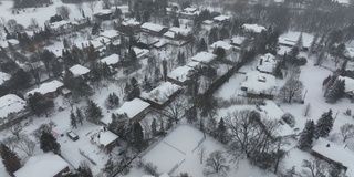 鸟瞰图，多伦多郊区在冬季暴风雪后，加拿大