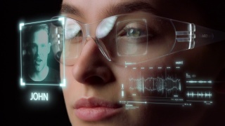 未来眼镜识别系统，接受收入电话特写视频素材模板下载