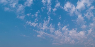 美丽的天空和云彩的背景。天上有积云，天气自然多云。Cloudscape 4K时间推移。
