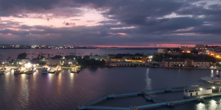 波多黎各圣胡安，2021年11月16日，从邮轮港口观赏美丽的日落