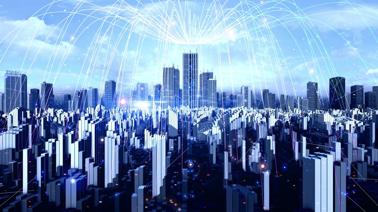 高速无线网络连接的智能3D城市。