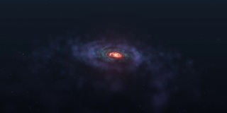 4K - 3D美丽的星系与明亮的闪烁的星星，飞行在深空，抽象视图星云空间宇宙运动背景