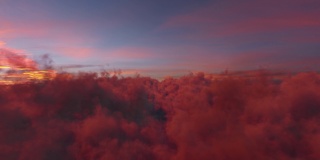 飞行在电影日落红云运动背景循环