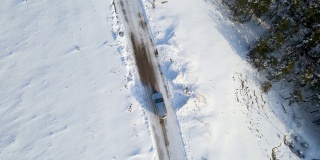 汽车行驶在雪地上