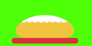 面包的动画在一个绿色的屏幕背景