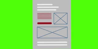 网站线框图的绿色屏幕背景