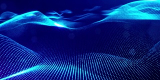 3d环形bg数据流概念，科幻背景数字空间。蓝色高科技领域与辉光粒子形成线和表面波。高科技信息流，区块链，大数据可视化。景深
