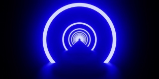 VJ环背景的蓝色环形隧道与镜像地板