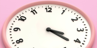 放大粉色粉彩圆形时钟向后旋转。