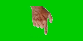在绿色屏幕上，人的手势箭头标志的底部动画。色度键。4 k决议。