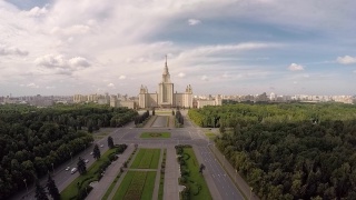 莫斯科国立大学(MSU, MGU)无人机镜头。视频素材模板下载
