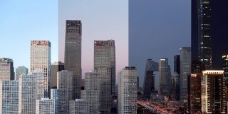 鸟瞰图北京天际线和市中心，日夜/北京，中国