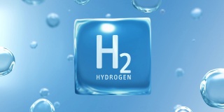 “H2氢气”的标题是“水泡泡立方信息图背景环与水分子