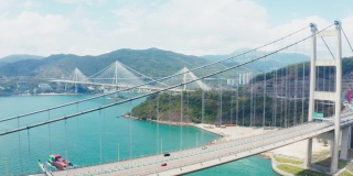 香港青马大桥的无人机照片