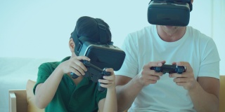 在虚拟现实头盔中玩视频游戏拳击，在家进行虚拟现实踢球训练。