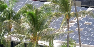热带地区的太阳能电池板4k慢镜头60帧/秒