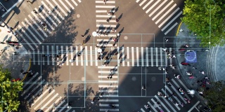 无人机视角下的大城市人行横道，我们身边的科技