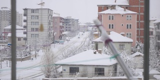 一个城市正在下雪，城市和雪，刚刚开始下雪的城市，快镜头，