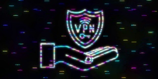 故障安全VPN连接概念与手。hnad持有vpn符号。虚拟专用网连接概述。运动图形
