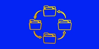 3d图标与文件交换。云存储图标。数据存储。运动图形