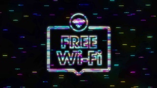 免费wifi区蓝色图标。这里免费wifi标志概念。运动图形视频素材模板下载