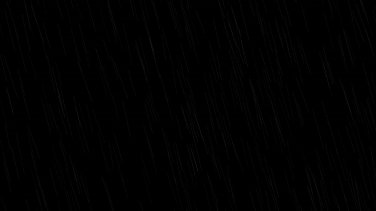 电脑生成的循环暴雨动画。雨滴落在黑色上。它可以作为添加，屏幕混合模式在你的合成。4k阵雨，降雨背景。