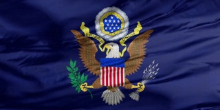 飘扬的美国国玺的旗帜，美国的主要国家象征。