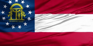 乔治亚州飘扬的旗帜，佐治亚州是美国东南部的一个州。