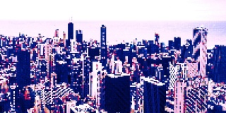T/L像素艺术大都市，芝加哥天际线鸟瞰图/芝加哥，伊利诺伊州