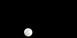 月亮时间推移，库存时间推移:满月上升在黑暗的自然天空，夜晚的时间。满月盘的时间随着月亮照亮了夜晚漆黑的天空。高质量的免费视频素材或时间间隔
