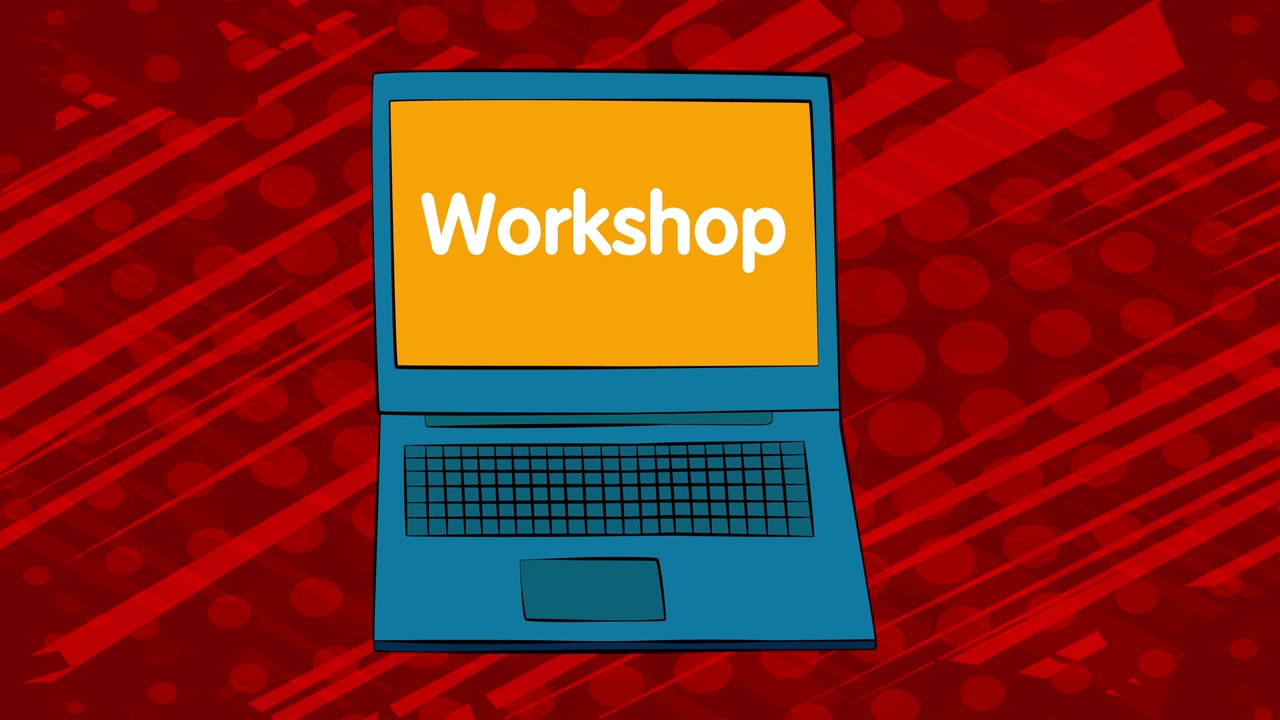 屏幕上显示Workshop这个词的笔记本电脑。