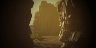 峡谷之地贫瘠的外星科幻星球动画