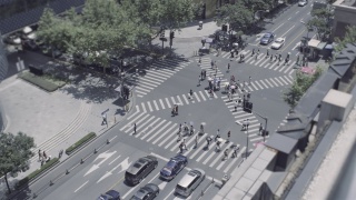 中国上海的人行横道和汽车道口视频素材模板下载