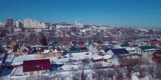 鸟瞰图，冬天的城市彭扎，俄罗斯的冬天