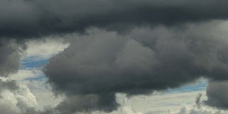 暴风雨来临前，城市上空乌云密布。暴风雨前后的天气，