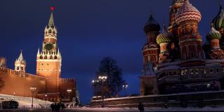 莫斯科克里姆林宫和圣巴兹尔大教堂，从Vasilievsky血统