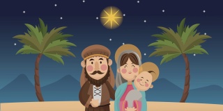 圣诞快乐，沙漠中有神圣的家庭