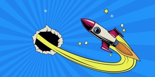 波普艺术风格的动画与火箭和洞