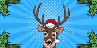 圣诞流行艺术动画与驯鹿