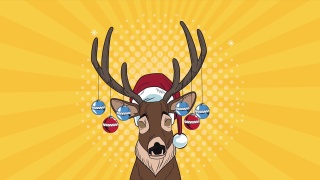圣诞流行艺术动画与鹿视频素材模板下载