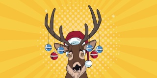 圣诞流行艺术动画与鹿