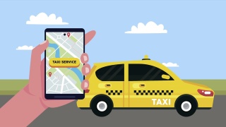 手用户使用智能手机出租车服务视频素材模板下载