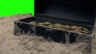 海难金币箱绿屏隔离视频素材模板下载